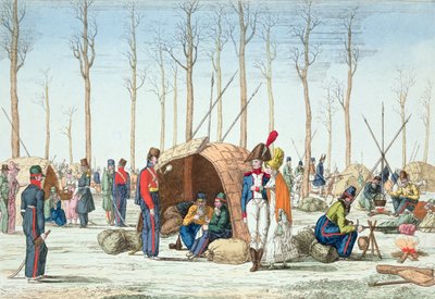 Bivouac من القوات الروسية على الشانزليزيه ، باريس ، ٣١ مارس ١٨١٤ بواسطة المدرسة الفرنسية