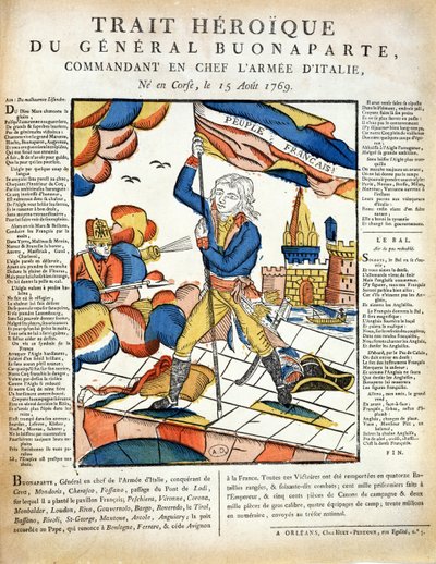 بونابرت (1769-1821) يزرع العلم الفرنسي على جسر لودي ، 10 مايو ، 1796 من LImagerie Populaire بواسطة PLDuchartre و R. Saulmier بواسطة المدرسة الفرنسية