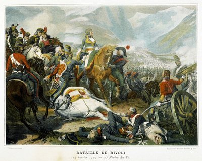 Bonaparte (centre), after his victory over the Austrians at the Battle of Rivoli (Italy) on January 14 بواسطة المدرسة الفرنسية