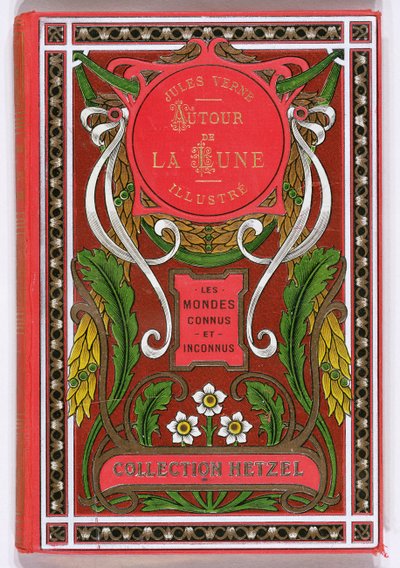 غلاف كتاب حول القمر بقلم جول فيرن (1828-1905) ، إصدارات هتزل ، نهاية القرن التاسع عشر بواسطة المدرسة الفرنسية