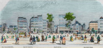 Boulevard Beaumarchais الساحل الجنوبي - شارع Neuve-Saint-Gilles - Rue des Tournelles - Rue de Harlay - Rue Saint-Claude - نقش في "Tableau-de-Paris" بواسطة Edmond Texier 1852 بواسطة المدرسة الفرنسية
