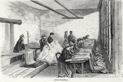 ورشة صباغة Bouterel في كليشي ، من Turgan ، باريس ، 1874 بواسطة المدرسة الفرنسية