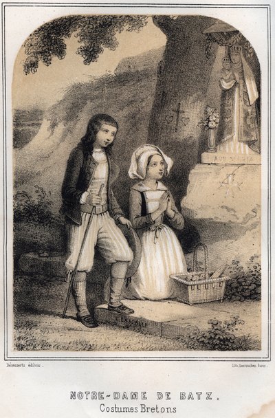أزياء بريتون - نوتردام دي باتز - نقش في "THE SOURIES DE MON UNCLE MEMORIES ET RECITTS DE Voyages" بقلم MORING MICHEL - نهاية القرن التاسع عشر بواسطة المدرسة الفرنسية