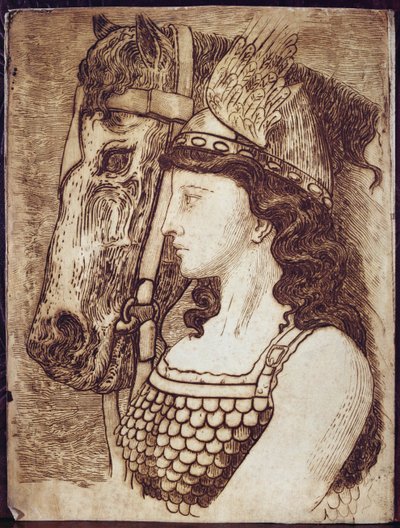 Brunnhilde ، رسم توضيحي لـ "Die Walkure" بقلم ريتشارد فاغنر (1813-1883) (نقش) بواسطة المدرسة الفرنسية