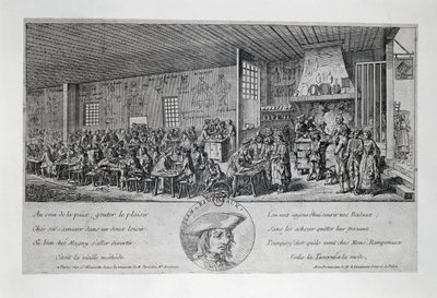 Cabaret du Tambour Royal by Jean Ramponneau (1724-1802), engraving. France بواسطة المدرسة الفرنسية