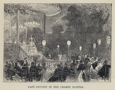Cafe Concert in the Champs Elysees (engraving) بواسطة المدرسة الفرنسية