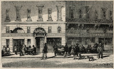 Cafe de la Regence de la Place du Palais-Royal في باريس في القرن التاسع عشر - نقش في "Tableau-de-Paris" بواسطة Edmond Texier 1852 بواسطة المدرسة الفرنسية