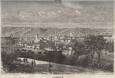 Cahors - Lot - Midi-Pyrenees - نقش في "فرنسا اللامعة: الجغرافيا والتاريخ والإدارة الإحصائية" بقلم VA Malt-Brown. 1884 بواسطة المدرسة الفرنسية