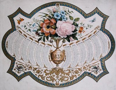 التقويم لعام 1839 ، نقش بواسطة Godefroy Engelmann (1788-1839) حوالي عام 1838 (لون ليثو) بواسطة المدرسة الفرنسية