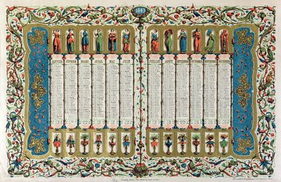 التقويم لعام 1843 بواسطة المدرسة الفرنسية