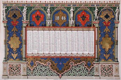 التقويم لعام 1846 ، حوالي 1845 (لون ليثو) بواسطة المدرسة الفرنسية