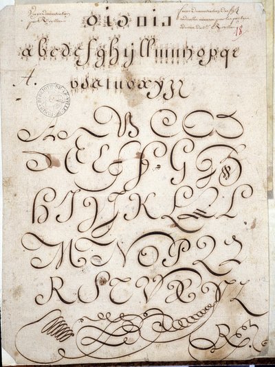 الخط: قطعة مخطوطة مستديرة على شكل veline مزينة بالأرابيسك حوالي عام 1813 بواسطة Sebastien Royllet. المكتبة التاريخية لمدينة باريس بواسطة المدرسة الفرنسية