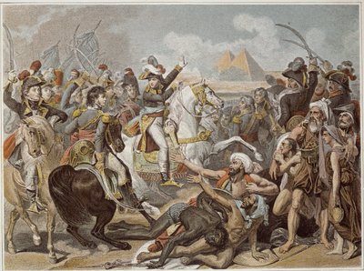 حملة (إكسبيديشن) مصر (1798-1801): نابليون في معركة الأهرامات (21 يوليو) بواسطة المدرسة الفرنسية