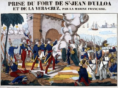الاستيلاء على حصن القديس يوحنا في أولوا ولا فيرا كروز في المكسيك في نوفمبر 1838. صورة إبينال بواسطة المدرسة الفرنسية