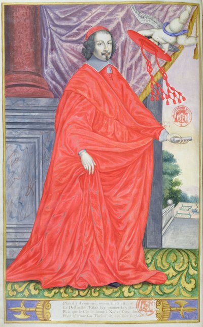 الكاردينال مازارين ، رسم توضيحي من Les Panegyriques des Hommes Illustres de Notre Siecle بواسطة Puget de la Serre ، 1655 بواسطة المدرسة الفرنسية