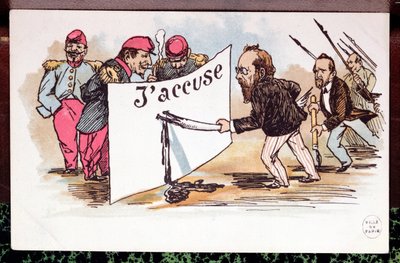كاريكاتير JAccuse ، مقال كتبه Emile Zola (1840-1902) دفاعًا عن Alfred Dreyfus ، 1898 بواسطة المدرسة الفرنسية