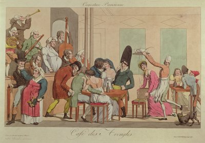 كاريكاتير مقهى كافيه دي أفيوجليس ، 1800 بواسطة المدرسة الفرنسية