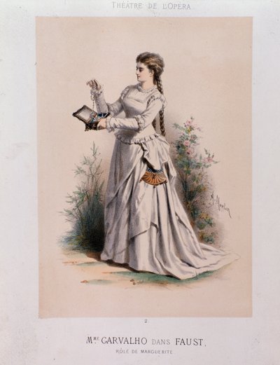 كارولين كارفالهو (1827-1895) سوبرانو فرنسية تؤدي مارغريتا في فاوست بقلم تشارلز جونود (1818-1893) بواسطة المدرسة الفرنسية