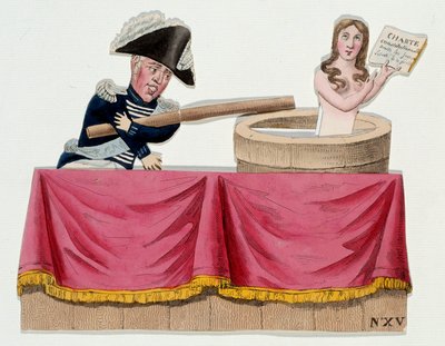 رسم كاريكاتوري يصور الملك تشارلز العاشر (1757-1836) على شكل غينول تنكر الميثاق الدستوري في الوقت الذي ألغى فيه الملك حرية الصحافة في يوليو 1830 (مراسيم سانت كلاود). نقش حوالي عام 1830. باريس ، متحف كارنافاليت بواسطة المدرسة الفرنسية