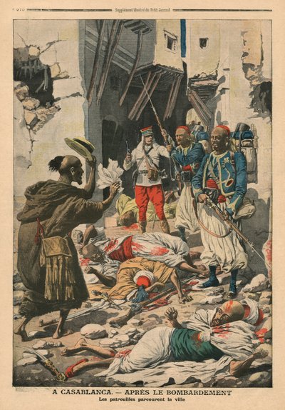 الدار البيضاء بعد القصف ، توضيح من "لو بيتيت جورنال" ، ملحق إيلوستري ، 25 أغسطس 1907 بواسطة المدرسة الفرنسية