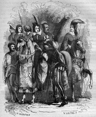 Case of the Tower of Nesle: Princess Marguerite of Burgundy (1290-1315) and her two sisters (Jeanne and Blanche) accused of adultery - Engraving in “Histoire de la prostitution et de la debauche dans tous les peuples du globe depuis antiquité à la الحالي&q بواسطة المدرسة الفرنسية