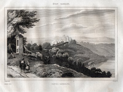 Castel Gandolfo - نقش من "" إيطاليا الخلابة "بقلم M. de Norvins، Ch. نودير 1834-1836. بواسطة المدرسة الفرنسية