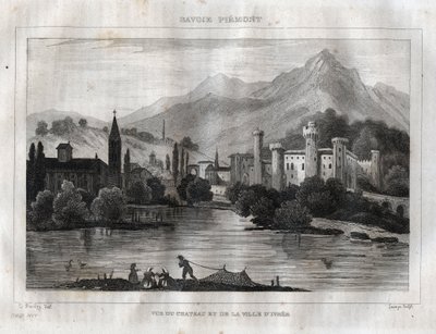 قلعة إيفريا - كاستيلو دي إيفريا - نقش من "" إيطاليا الخلابة "بقلم M. de Norvins، Ch. نودير 1834-1836. بواسطة المدرسة الفرنسية