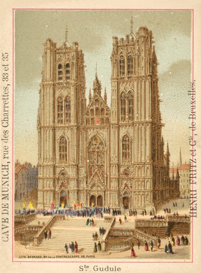 Cathedral of St Michael and St Gudula, Brussels (chromolitho) بواسطة المدرسة الفرنسية