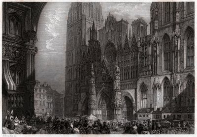 Cathedrale of Rouen. (engraving, ca. 1850) بواسطة المدرسة الفرنسية