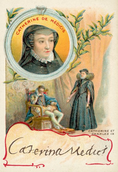 Catherine de Medici and her husband, Charles IX of France (chromolitho) بواسطة المدرسة الفرنسية