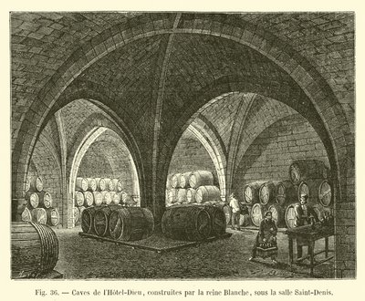 أقبية Hotel-Dieu ، بناها الملكة البيضاء ، تحت غرفة Saint-Denis بواسطة المدرسة الفرنسية
