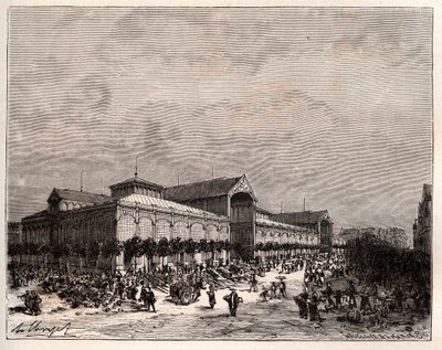 الهالس المركزية في باريس في القرن التاسع عشر - نقش في "La France illustrie: geographie، Histoire، Administration Statistique" لـ VA Malt-Brown. 1884 بواسطة المدرسة الفرنسية