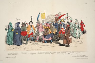 Ceremonie des Cendres Politique ، من La Caricature ، حانة. 1833 (طباعة حجرية ملونة باليد) بواسطة المدرسة الفرنسية