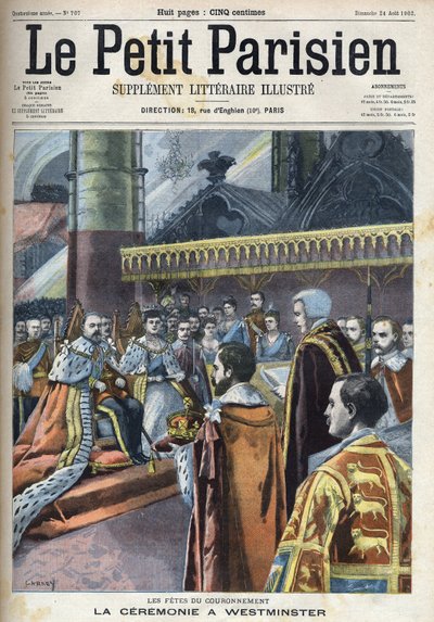مراسم التتويج في وستمنستر: الملك إدوارد السابع (1841-1910) وألكسندرا من الدنمارك (1844-1925) ، في "Le Petit Parisien" " بواسطة المدرسة الفرنسية