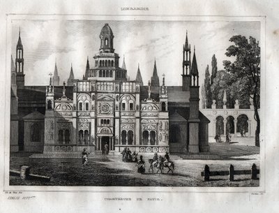 Certosa di Pavia - شارتروز أوف بافيا - نقش من "" إيطاليا الخلابة "بقلم M. de Norvins، Ch. نودير 1834-1836. بواسطة المدرسة الفرنسية