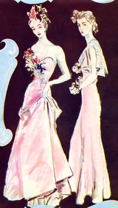 فساتين السهرة من شانيل، من مجلة "ماري كلير"، 23 سبتمبر 1938 (مطبوعة) بواسطة المدرسة الفرنسية