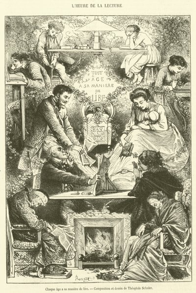 Chaque age a sa maniere de lire (engraving) بواسطة المدرسة الفرنسية