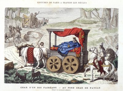 Char of a lazy king and chariot of a peasant - in “Paris through the centuries”” 1881 بواسطة المدرسة الفرنسية
