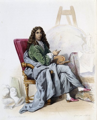Charles Lebrun (Le Brun) (1619-1690) French painter and decorator- in “” Le Plutarque francais””, by Mennechet, Paris بواسطة المدرسة الفرنسية