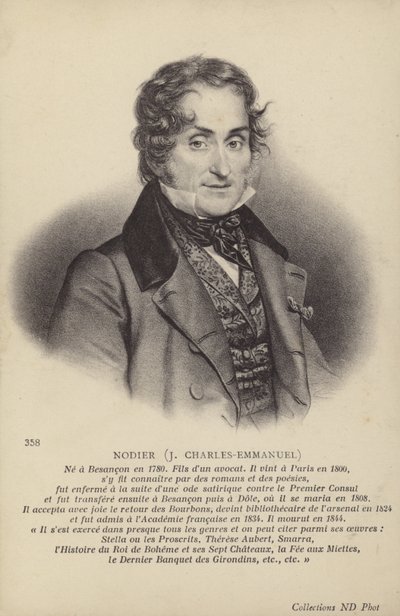 تشارلز نودييه (1780-1844)، روائي وكاتب قصص قصيرة فرنسي (ليثو) بواسطة المدرسة الفرنسية