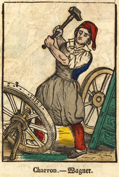 شارون (الذي يصنع العربات) ؛ سلسلة عن الحرف ، صورة إبينال من القرن التاسع عشر. بواسطة المدرسة الفرنسية