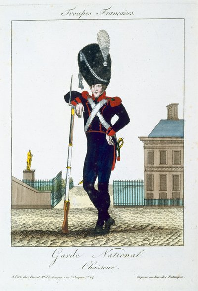 مطارد الحرس الوطني ، من فرقة الفرانسيس ، حانة. شي باسيت ، باريس ، 1790 بواسطة المدرسة الفرنسية