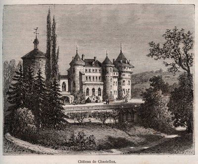 Chateau de Chastellux - Chastellux sur cure ، عنابي - نقش في "La France illustree: الجغرافيا والتاريخ والإدارة الإحصائية" بقلم V.-A. الشعير براون. 1884 بواسطة المدرسة الفرنسية