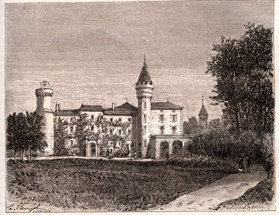 Chateau de Lamartine - 71520 Saint Point - نقش في "La France illustree: الجغرافيا والتاريخ والإدارة الإحصائية" بقلم VA Malt-Brown. 1884 بواسطة المدرسة الفرنسية