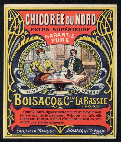 Chicoree du Nord و Boisacq و Cie la Bassee ، إعلان (لون ليثو) بواسطة المدرسة الفرنسية