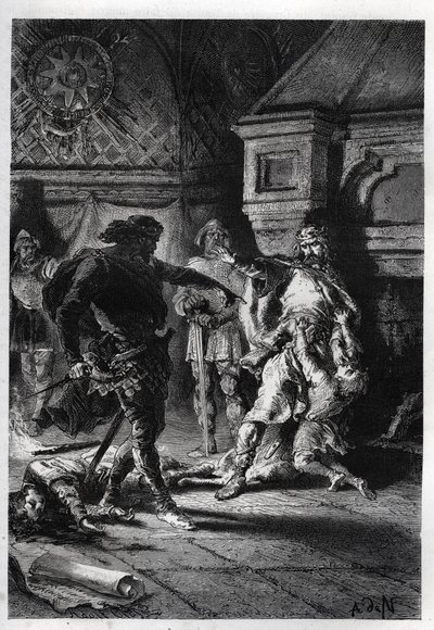 Childebert الأول (c498-558) في قتل ورثة إخوته في عام 526 - Childebert تركت Clotaire (Clothaire) يقتل أطفال شقيقهم Clodomir ، ملك أورليانز ، الذين يشاركون ولاياتهم ، 526 - نقش من "" L " هيستوار دو فرانس راكونتي à م بواسطة المدرسة الفرنسية