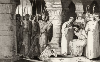 تم خلع Childeric III (714-51) وحصره في دير ، من "تاريخ فرنسا" بقلم كولارت ، نُشر عام 1840 بواسطة المدرسة الفرنسية