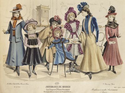 أزياء أطفال ، رسم توضيحي من Journaux de Mode ، أكتوبر 1898 (نقش ملون) بواسطة المدرسة الفرنسية