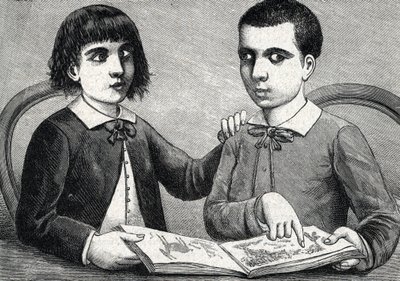 الأطفال المصابون بحول متقارب ومتباين أو عيون متقاطعة (نقش) 1888 بواسطة المدرسة الفرنسية