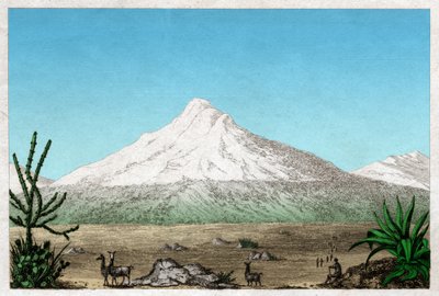 Chimborazo volcano. (engraving, ca. 1840) بواسطة المدرسة الفرنسية
